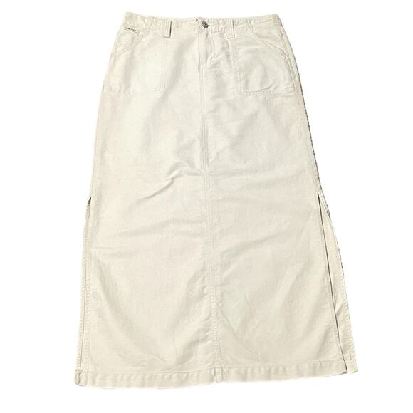 Union Bay Vintage Y2K Khaki Maxi Skirt Side Slits Size 7/28 - Picture 1 of 4